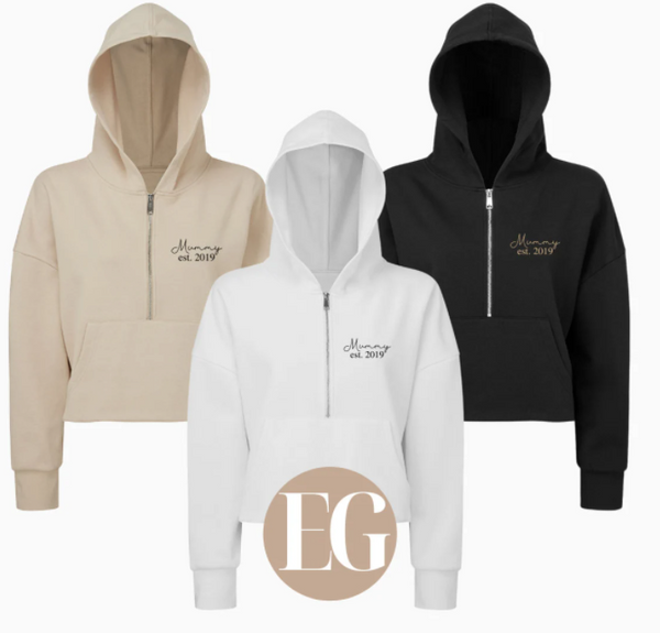 Oversized Personalised Breastfeeding Friendly Jumper/Hoodie/Sweatshirt With Zip, Pockets and Hood. 8 Colour Choices. Sizes 6-22