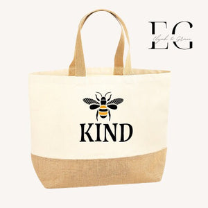 Bee Kind Shopping Jute Bag - Ideal Market Bag/Study Bag/Shopping Bag