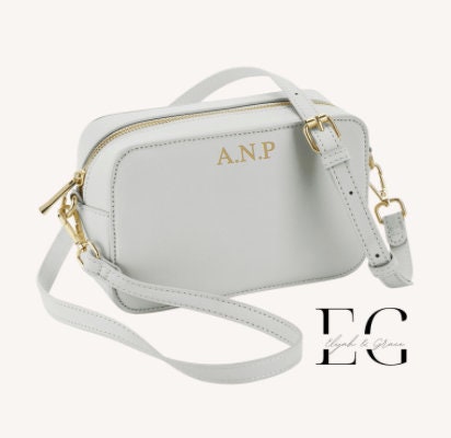 Grey Personalised Boutique PU Leather Handbag - Personalised With Initials/Name/Letter