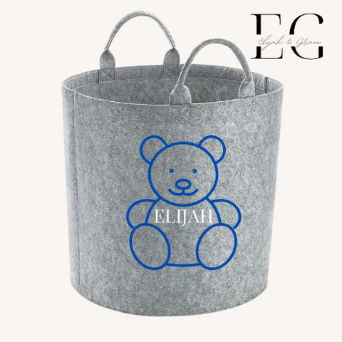 Colourful Personalised Felt Toy Storage Basket - Perfect For Storing Books/Toys/Trucks/Dolls/Arts and Crafts