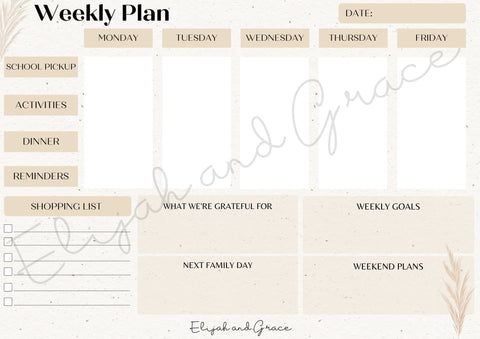 A4 50 Page Weekly Planner - Water Tracker/Gratitude Tracker/School Planner/Parent Tracker