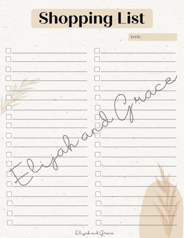 A5 50 Page Shopping List - Water Tracker/Gratitude Tracker/School Planner/Parent Tracker/Shopping List