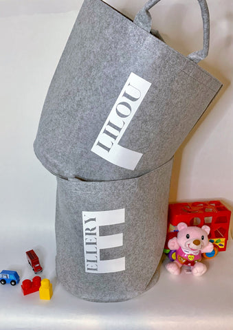 Personalised Felt Toy Storage Basket - Perfect For Storing Books/Toys/Trucks/Dolls/Arts and Crafts