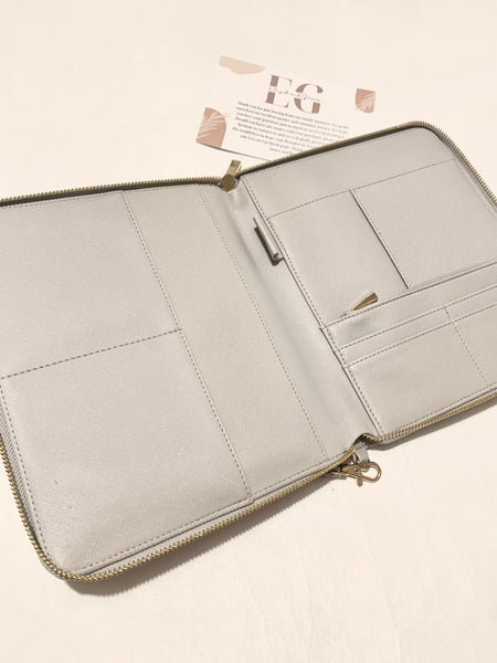 Grey Boutique PU Leather Travel Organiser Personalised With Family Name - Family Holiday Organisation