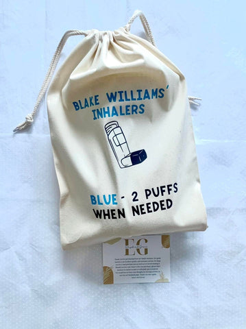 Asthma Pump Bag Organiser- Personalised With Child's Name And Dose Of Medication