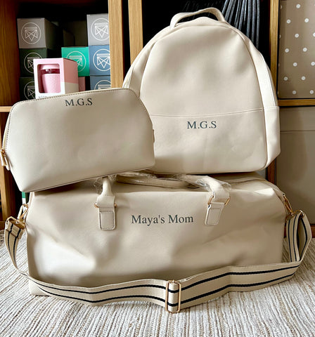 Personalised PU Leather Bag, Backpack and Accessory Bag