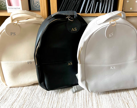 Boutique  PU Leather Personalised Backpack Personalised With Initials - Perfect For Travelling