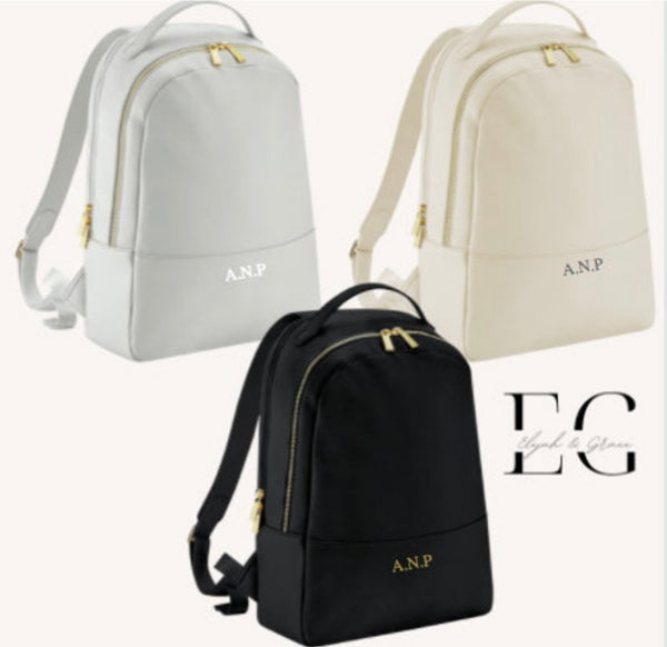 Boutique  PU Leather Personalised Backpack Personalised With Initials - Perfect For Travelling